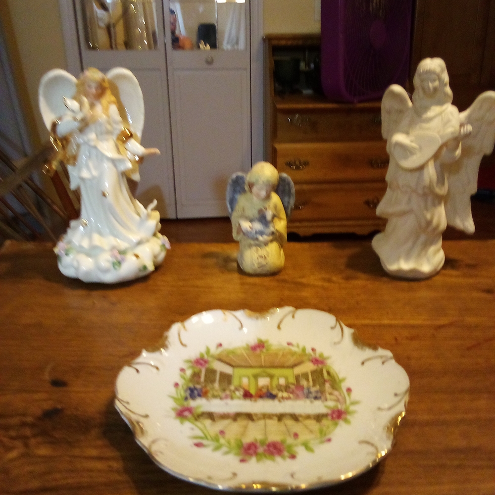 Angel Figurine Set with Gold Accents
